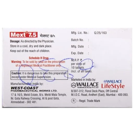 mext 7.5mg tablet 10's